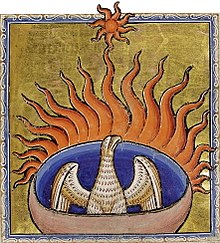 Detail from the 12th-century Aberdeen Bestiary, featuring a phoenix