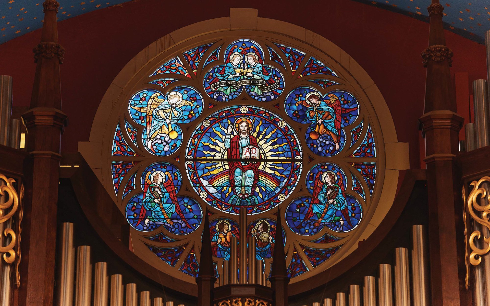First Presbyterian Church Stained Glass window obstructed by organ