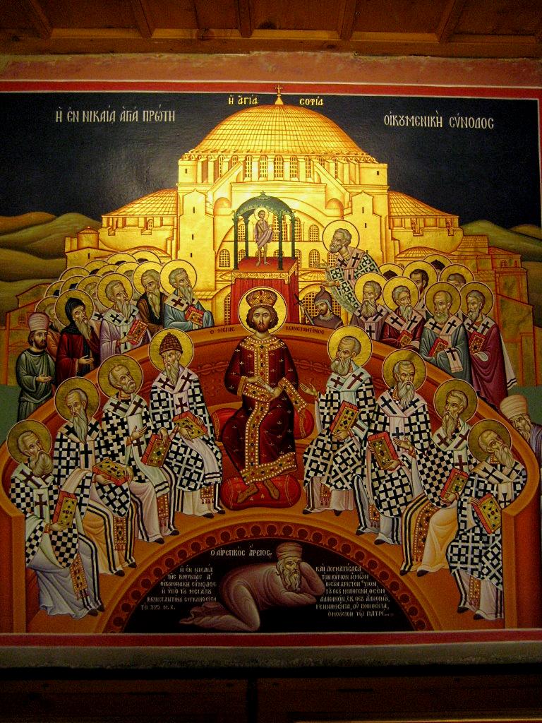 Icon of Constantine triumphing over Arius at his summer home in Nicaea